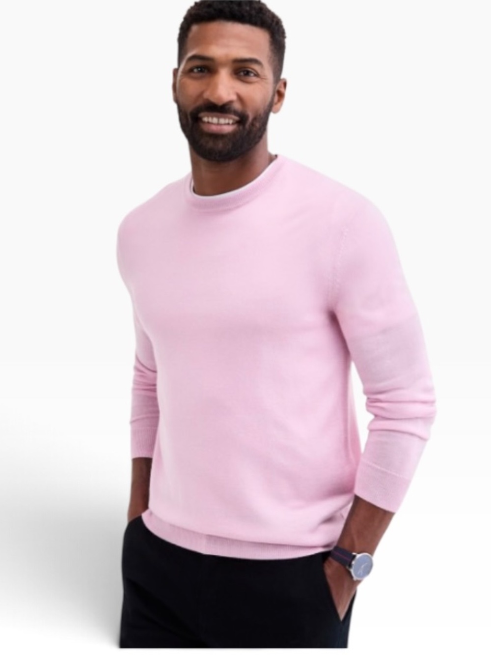 Club Room Men's Crew Neck Merino Wool Blend Sweater Blush Pink , Size M - NWT
